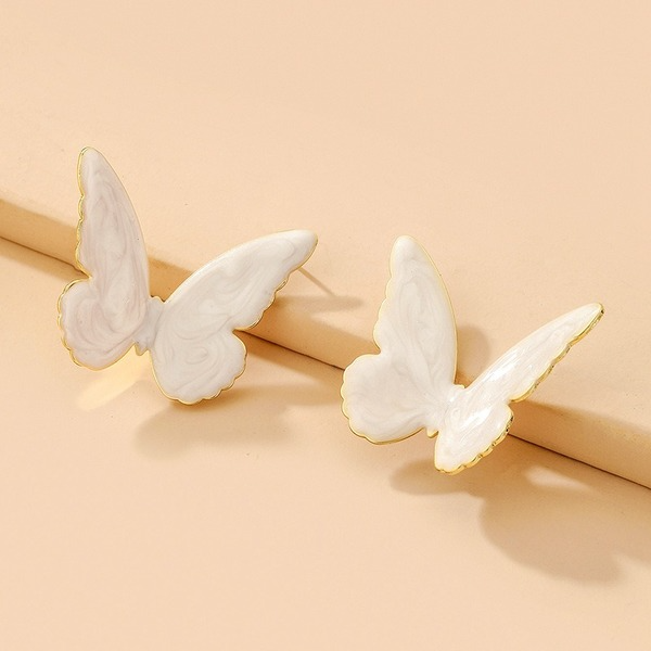 Wholesale white dripping oil alloy butterfly earrings JDC-ES-GSJQ007 Earrings JoyasDeChina Wholesale Jewelry JoyasDeChina Joyas De China