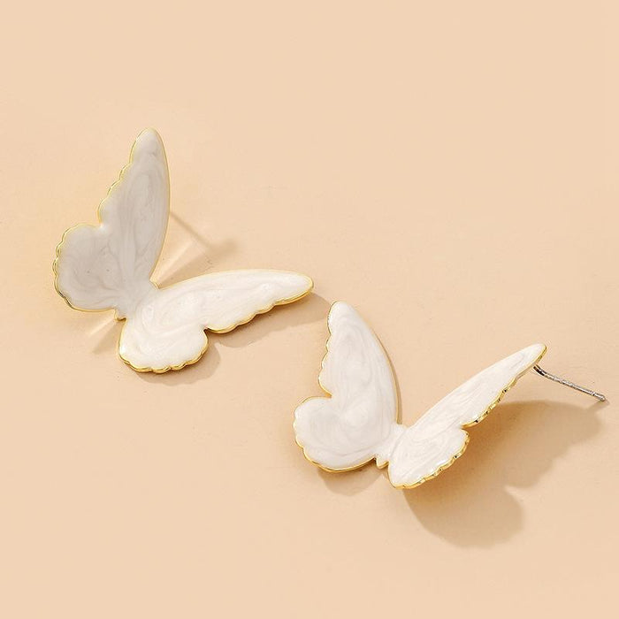Wholesale white dripping oil alloy butterfly earrings JDC-ES-GSJQ007 Earrings JoyasDeChina white Wholesale Jewelry JoyasDeChina Joyas De China