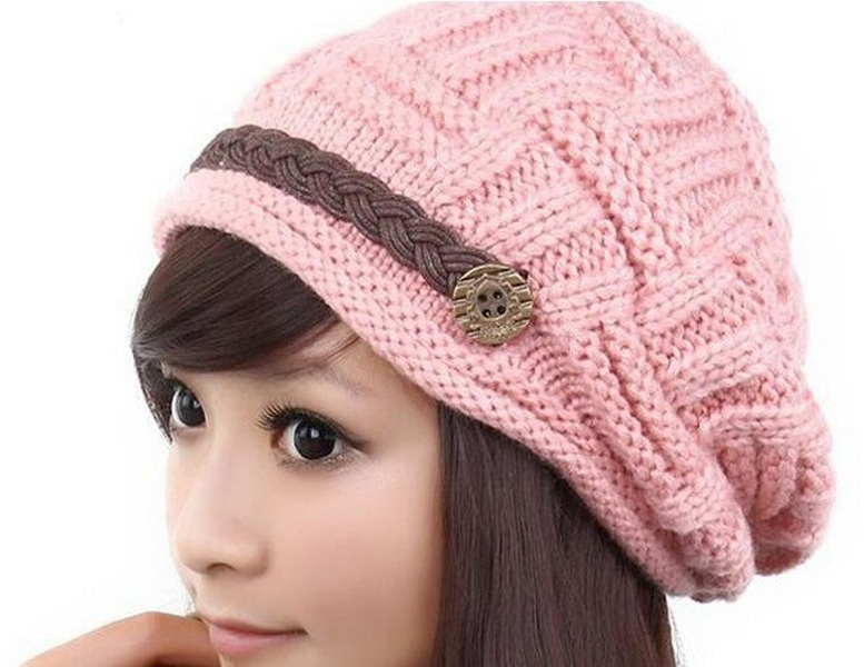 Wholesale white ear protection wool knitted hat JDC-FH-GSXK004 Fashionhat JoyasDeChina pink M（56-58cm） Wholesale Jewelry JoyasDeChina Joyas De China
