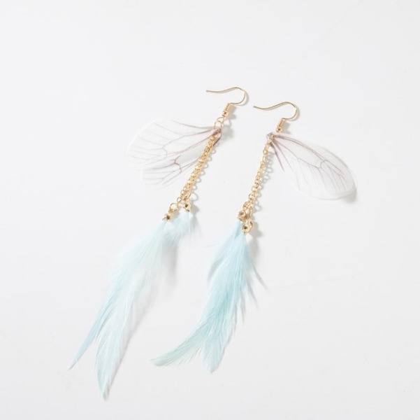 Bulk Jewelry Wholesale white feather wing feather earrings JDC-ES-RL079 Wholesale factory from China YIWU China