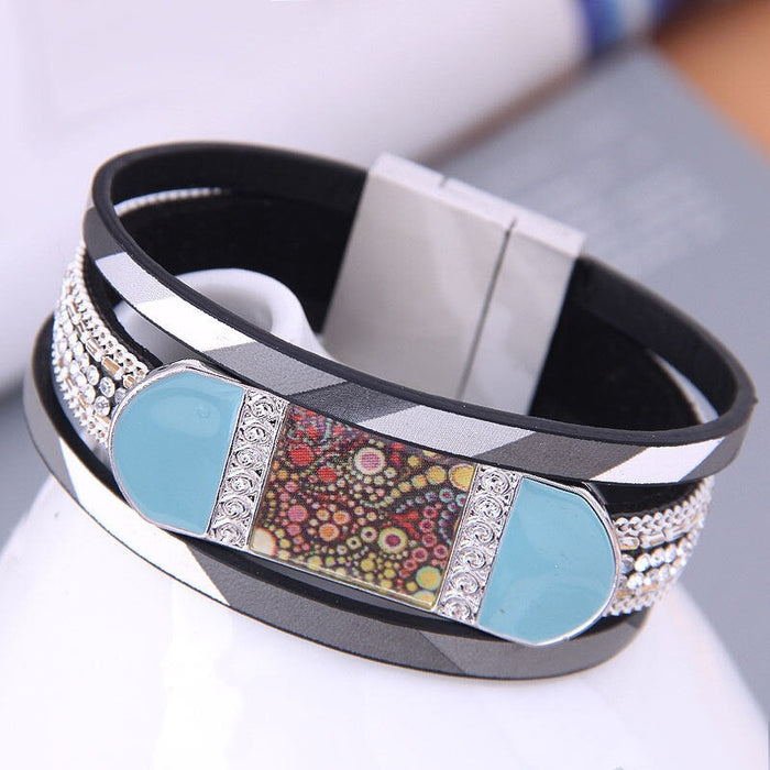 Wholesale white leather magnetic bracelet JDC-BT-WY119 Bracelet 威扬 2# Wholesale Jewelry JoyasDeChina Joyas De China