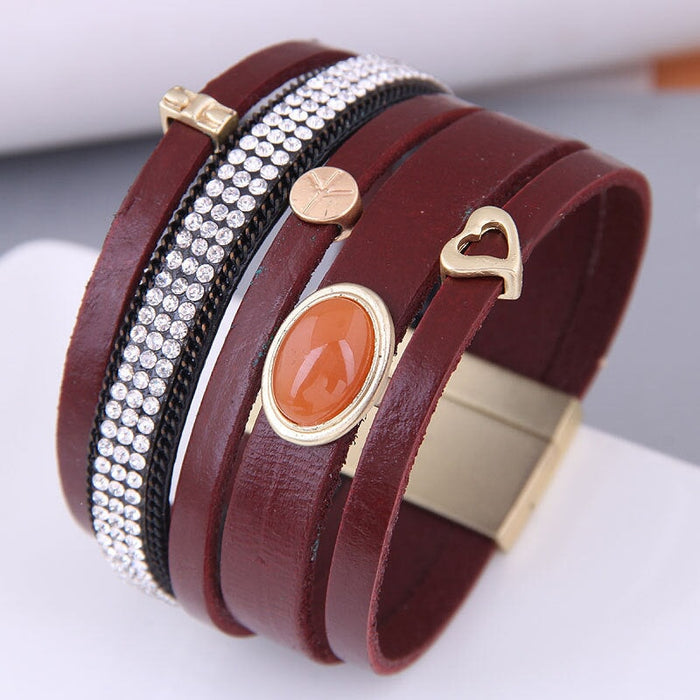 Wholesale white leather magnetic bracelet JDC-BT-WY119 Bracelet 威扬 4# Wholesale Jewelry JoyasDeChina Joyas De China