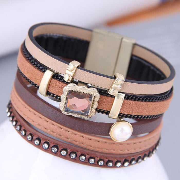 Wholesale white leather magnetic bracelet JDC-BT-WY119 Bracelet 威扬 7# Wholesale Jewelry JoyasDeChina Joyas De China