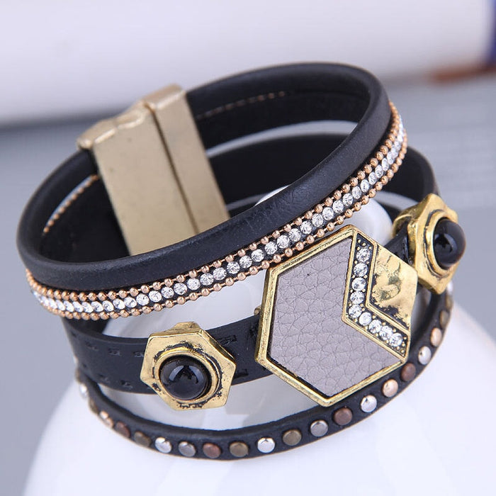 Wholesale white leather magnetic bracelet JDC-BT-WY119 Bracelet 威扬 8# Wholesale Jewelry JoyasDeChina Joyas De China