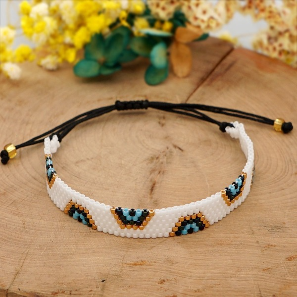Bulk Jewelry Wholesale White Miyuki Rice Beads Handmade Blue Eye Bracelet JDC-gbh370 Wholesale factory from China YIWU China