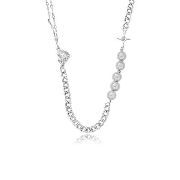 Bulk Jewelry Wholesale white pearl asymmetric stitching necklace JDC-NE-BY002 Wholesale factory from China YIWU China
