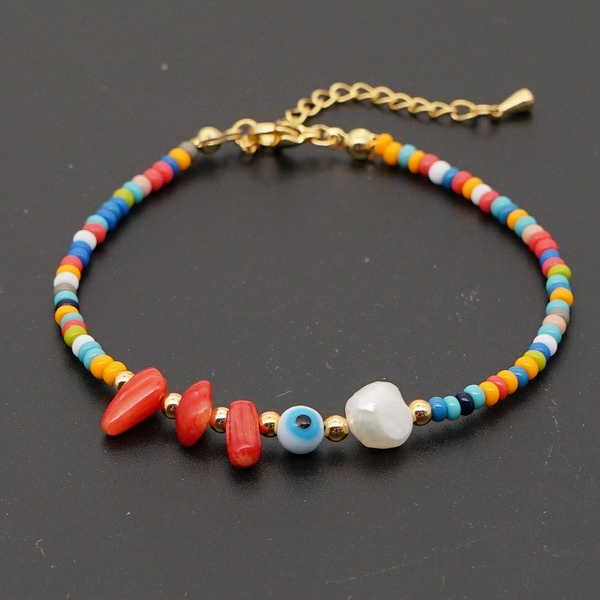 Bulk Jewelry Wholesale white pearl beach style rainbow anklet JDC-gbh265 Wholesale factory from China YIWU China