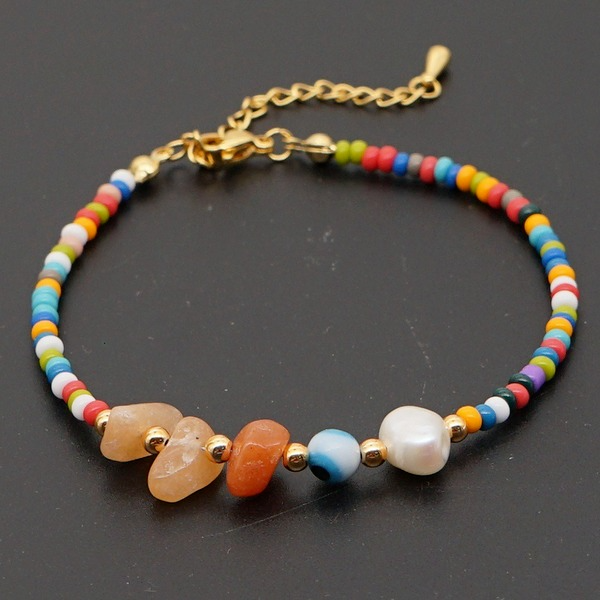 Bulk Jewelry Wholesale white pearl beach style rainbow anklet JDC-gbh265 Wholesale factory from China YIWU China