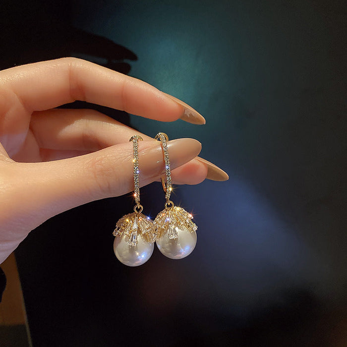 Wholesale white pearl earrings JDC-ES-BY044 Earrings 宝钰 white Wholesale Jewelry JoyasDeChina Joyas De China