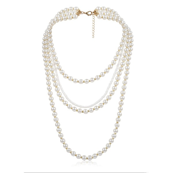 Bulk Jewelry Wholesale white pearl geometric pearl multilayer necklace female JDC-NE-KunJ067 Wholesale factory from China YIWU China