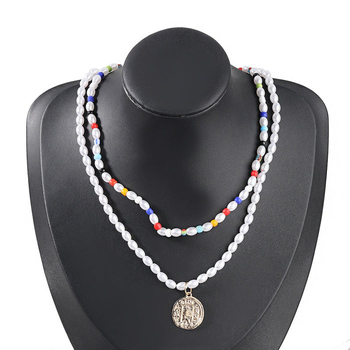 Wholesale white pearl necklace JDC-NE-JL199 Necklaces 氿乐 two piece set Wholesale Jewelry JoyasDeChina Joyas De China