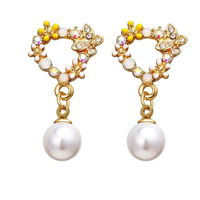 Wholesale white pearl rose earrings JDC-ES-F223 earrings JoyasDeChina B09-03-20 Wholesale Jewelry JoyasDeChina Joyas De China