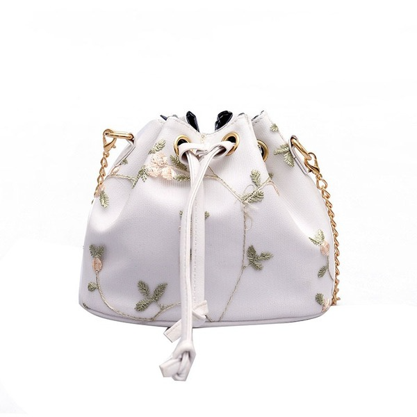 Bulk Jewelry Wholesale white PU chain one-shoulder embroidered bucket bag JDC-LB-ZM008 Wholesale factory from China YIWU China