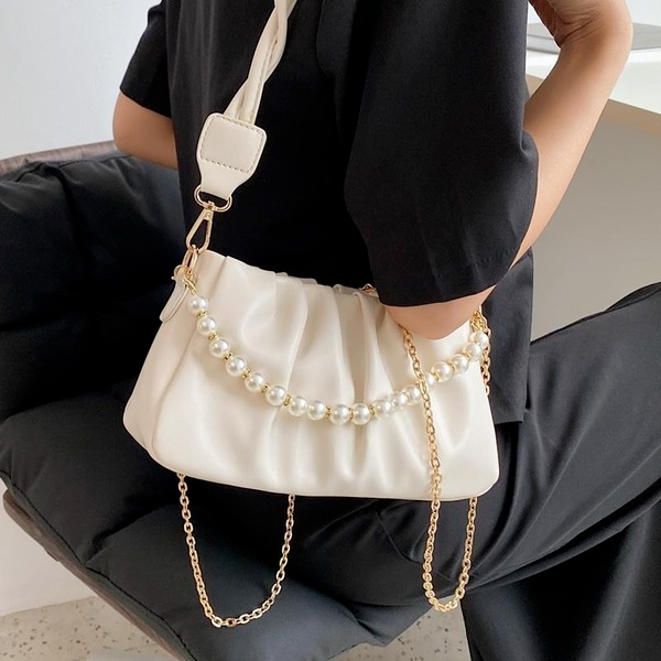 Bulk Jewelry Wholesale white PU chain slanted pleated ladies bag JDC-LB-ZM063 Wholesale factory from China YIWU China