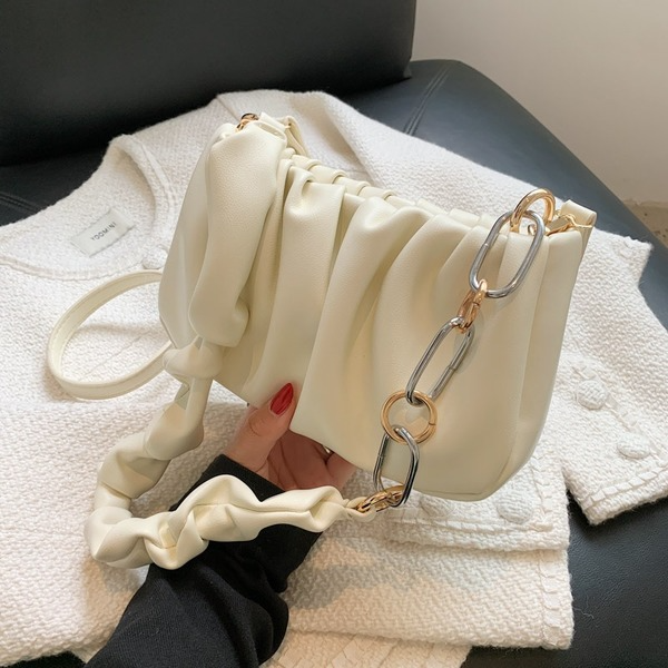 Bulk Jewelry Wholesale white PU pleated clouds slung ladies bag JDC-LB-ZM070 Wholesale factory from China YIWU China