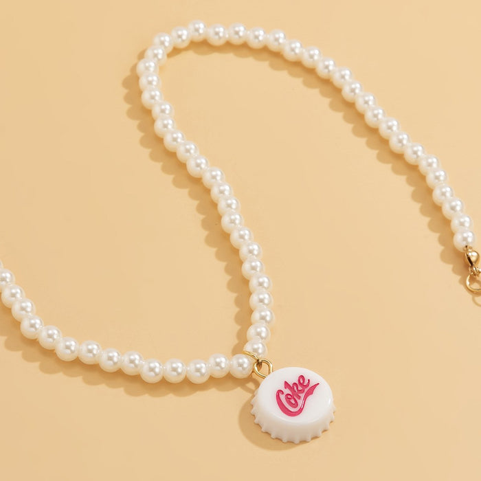 Wholesale white resin pearl geometric necklace JDC-NE-KunJ104 Necklaces JoyasDeChina White 4214 Wholesale Jewelry JoyasDeChina Joyas De China