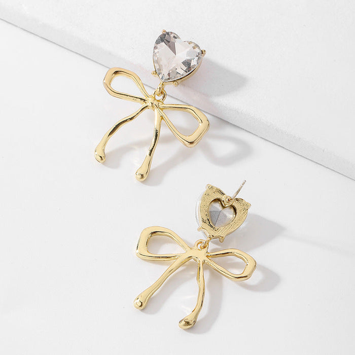 Wholesale white rhinestone earrings JDC-ES-YWJQ031 Earrings 精巧 gold Wholesale Jewelry JoyasDeChina Joyas De China