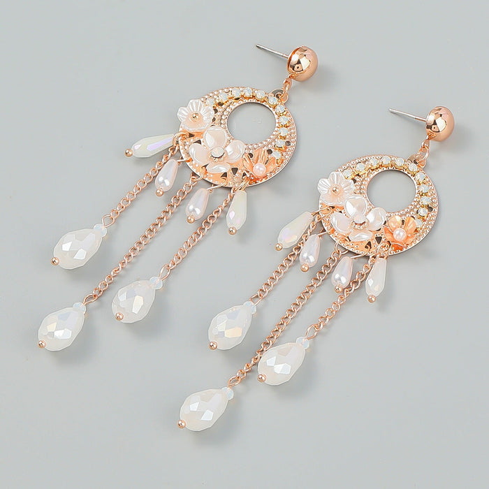 Wholesale White Rhinestone Tassel Earrings JDC-ES-JL922 Earrings 氿乐 Wholesale Jewelry JoyasDeChina Joyas De China