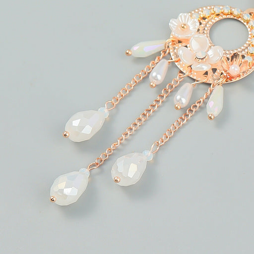 Wholesale White Rhinestone Tassel Earrings JDC-ES-JL922 Earrings 氿乐 Wholesale Jewelry JoyasDeChina Joyas De China