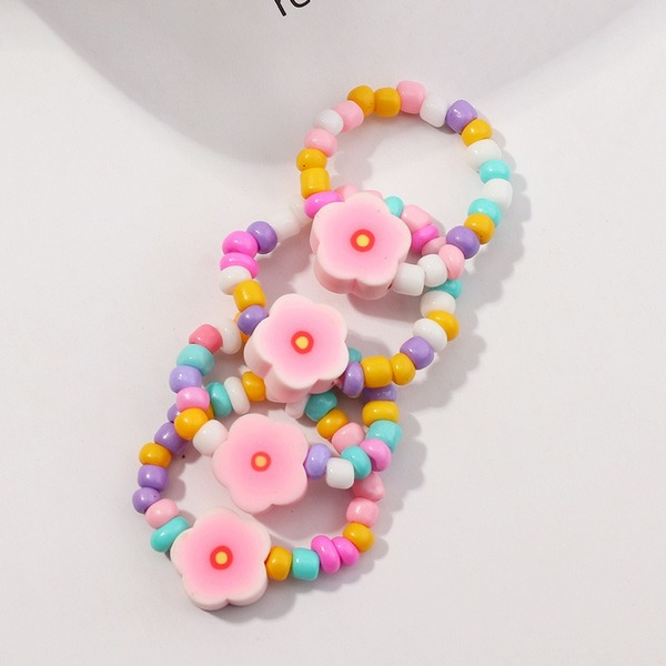 Bulk Jewelry Wholesale white rice bead elastic lovely flower butterfly love ring JDC-RS-e060 Wholesale factory from China YIWU China