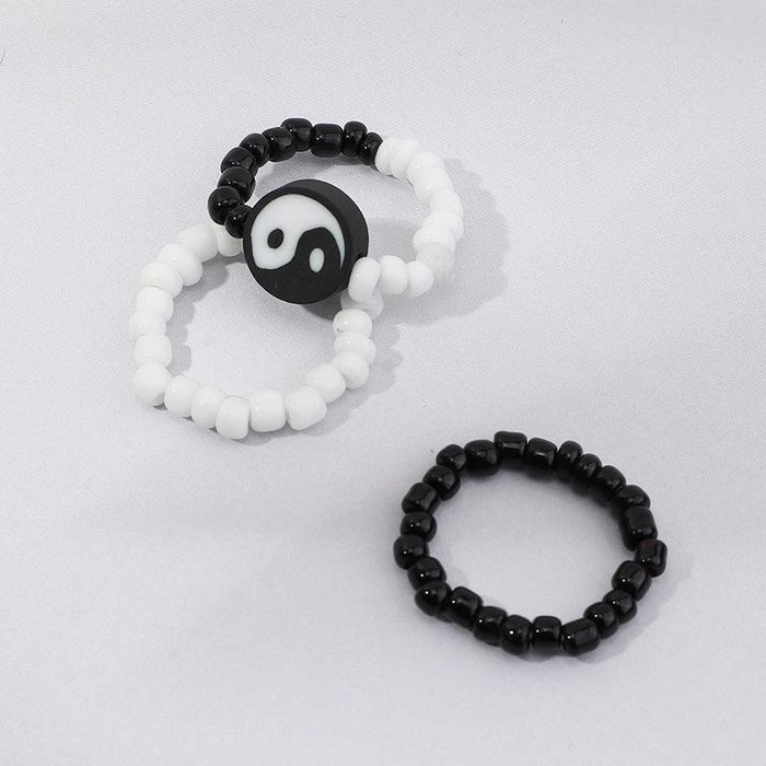 Bulk Jewelry Wholesale white rice bead elastic lovely flower butterfly love ring JDC-RS-e060 Wholesale factory from China YIWU China