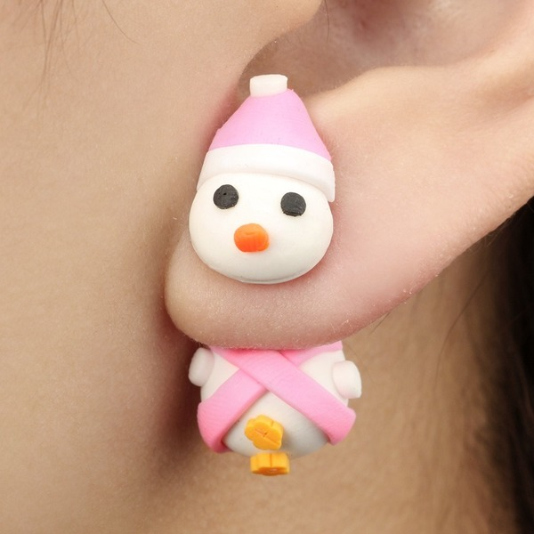 Bulk Jewelry Wholesale white soft pottery snowman handmade earrings JDC-ES-C028 Wholesale factory from China YIWU China