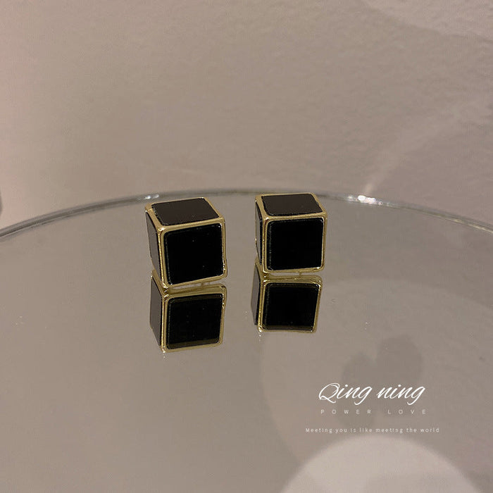 Wholesale white square alloy earrings JDC-ES-BY-102 Earrings 宝钰 black Wholesale Jewelry JoyasDeChina Joyas De China