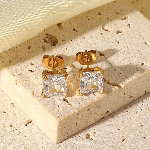 Wholesale white stainless steel zircon earrings JDC-ES-JD239 Earrings 杰鼎 Wholesale Jewelry JoyasDeChina Joyas De China