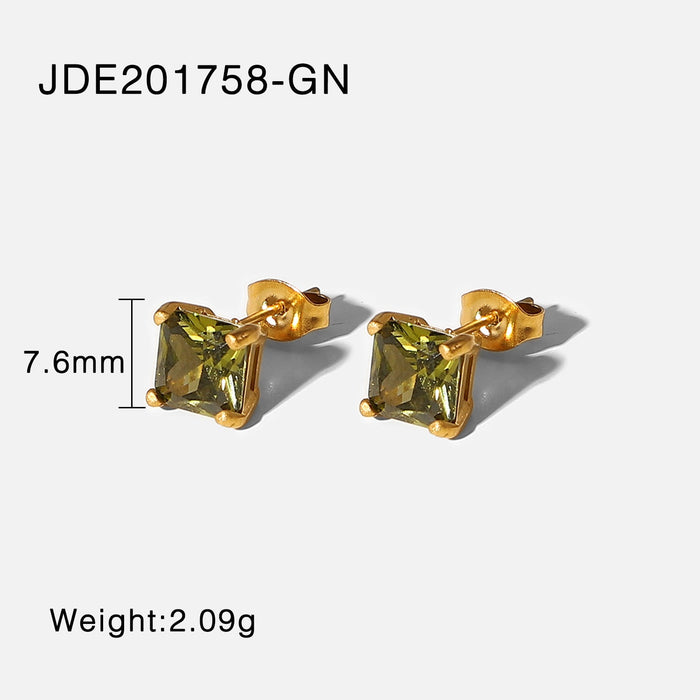 Wholesale white stainless steel zircon earrings JDC-ES-JD239 Earrings 杰鼎 JDE201758-GN Wholesale Jewelry JoyasDeChina Joyas De China