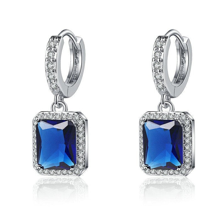 Wholesale White Sterling Silver Earrings JDC-ES-BLX074 Earrings 宝来兴 blue Wholesale Jewelry JoyasDeChina Joyas De China