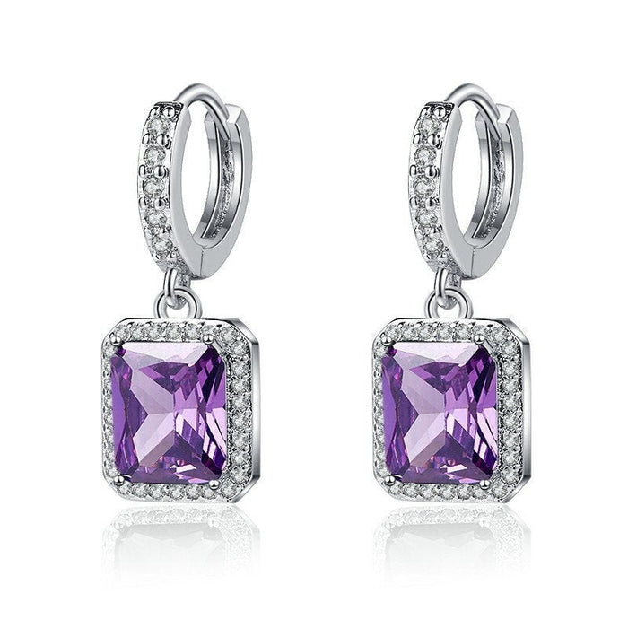 Wholesale White Sterling Silver Earrings JDC-ES-BLX074 Earrings 宝来兴 purple Wholesale Jewelry JoyasDeChina Joyas De China