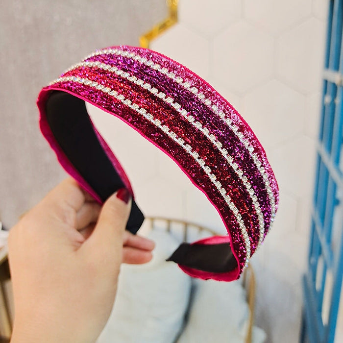 Wholesale wide-brimmed flat panel diamond-set hair band JDC-HD-O390 Headband 潮炫 Wholesale Jewelry JoyasDeChina Joyas De China