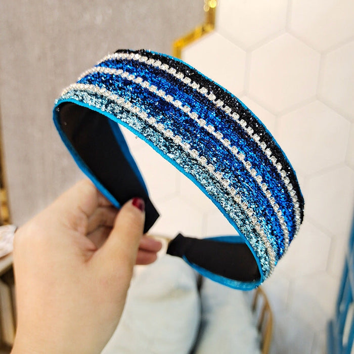 Wholesale wide-brimmed flat panel diamond-set hair band JDC-HD-O390 Headband 潮炫 Wholesale Jewelry JoyasDeChina Joyas De China