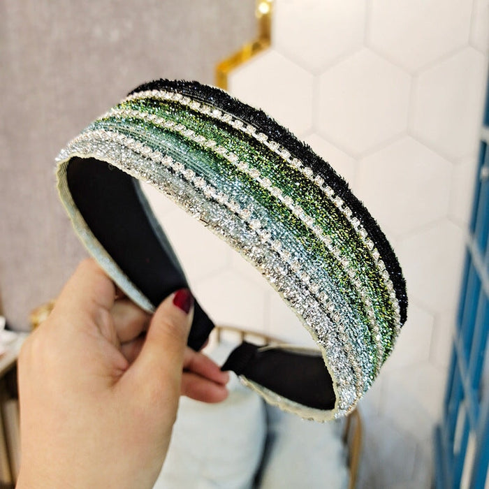 Wholesale wide-brimmed flat panel diamond-set hair band JDC-HD-O390 Headband 潮炫 Wholesale Jewelry JoyasDeChina Joyas De China