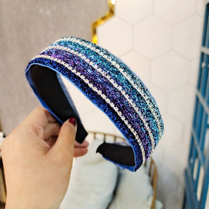 Wholesale wide-brimmed flat panel diamond-set hair band JDC-HD-O390 Headband 潮炫 8 Wholesale Jewelry JoyasDeChina Joyas De China