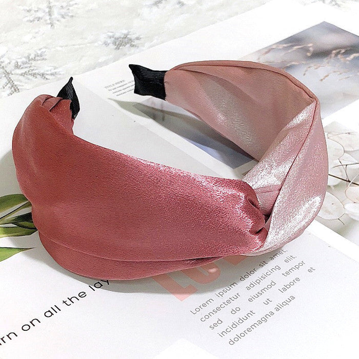 Wholesale wide-sided knotted satin fabric headband JDC-HD-GSDX013 Headband JoyasDeChina Red + Pink Wholesale Jewelry JoyasDeChina Joyas De China