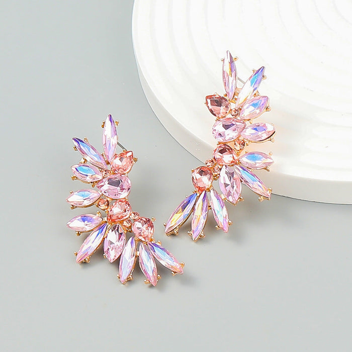 Wholesale Wing Shape Boho Color Rhinestone Alloy Earrings JDC-ES-JL936 Earrings 氿乐 pink Wholesale Jewelry JoyasDeChina Joyas De China