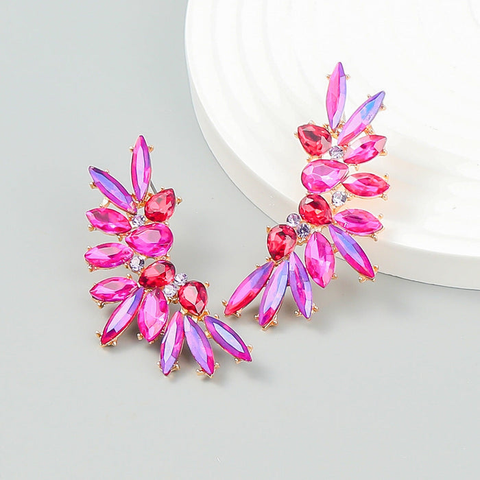 Wholesale Wing Shape Boho Color Rhinestone Alloy Earrings JDC-ES-JL936 Earrings 氿乐 rose red Wholesale Jewelry JoyasDeChina Joyas De China