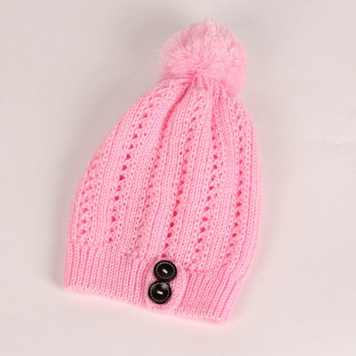 Wholesale winter warm button wool hat JDC-FH-GSJS008 Fashionhat 嘉时 pink One size Wholesale Jewelry JoyasDeChina Joyas De China