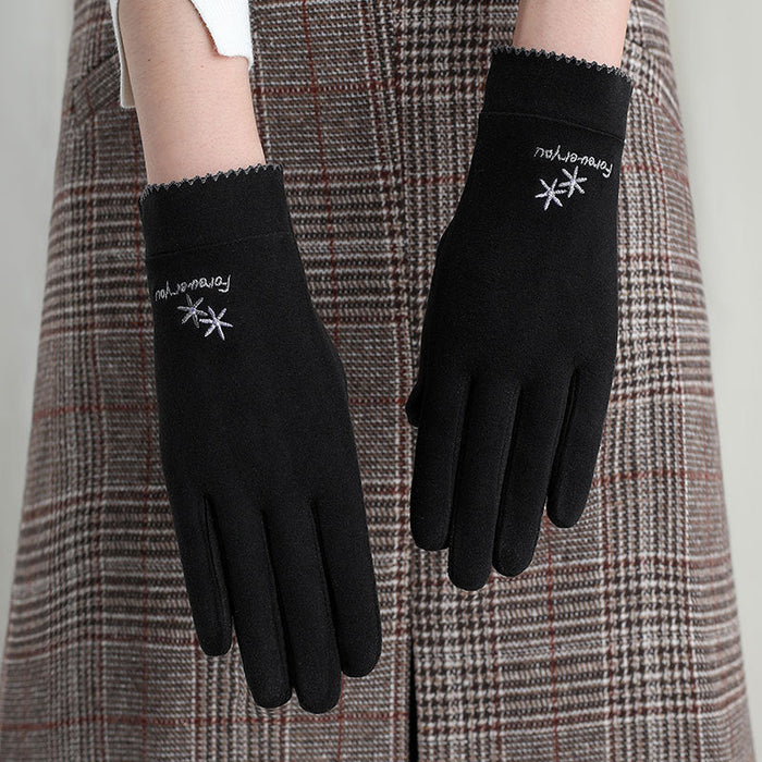 Wholesale winter warm gloves JDC-GS-GSZX0002 Gloves JoyasDeChina Floret black Average code Wholesale Jewelry JoyasDeChina Joyas De China