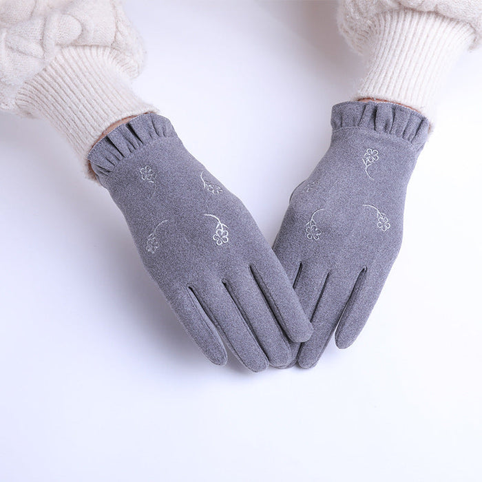 Wholesale winter warm gloves JDC-GS-GSZX0002 Gloves JoyasDeChina Lucky grass gray Average code Wholesale Jewelry JoyasDeChina Joyas De China