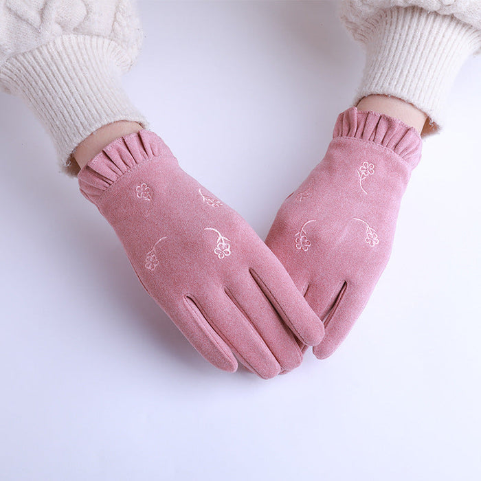Wholesale winter warm gloves JDC-GS-GSZX0002 Gloves JoyasDeChina Lucky grass pink Average code Wholesale Jewelry JoyasDeChina Joyas De China
