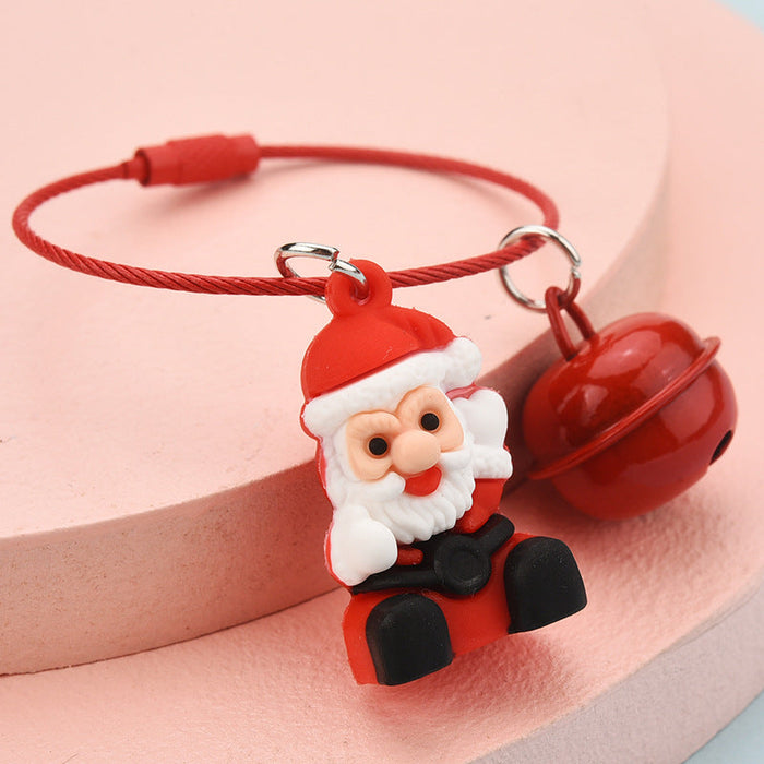 Wholesale wire ring Christmas soft rubber keychain JDC-KC-WS023 Keychains 围颂 Santa Claus OPP bag Wholesale Jewelry JoyasDeChina Joyas De China