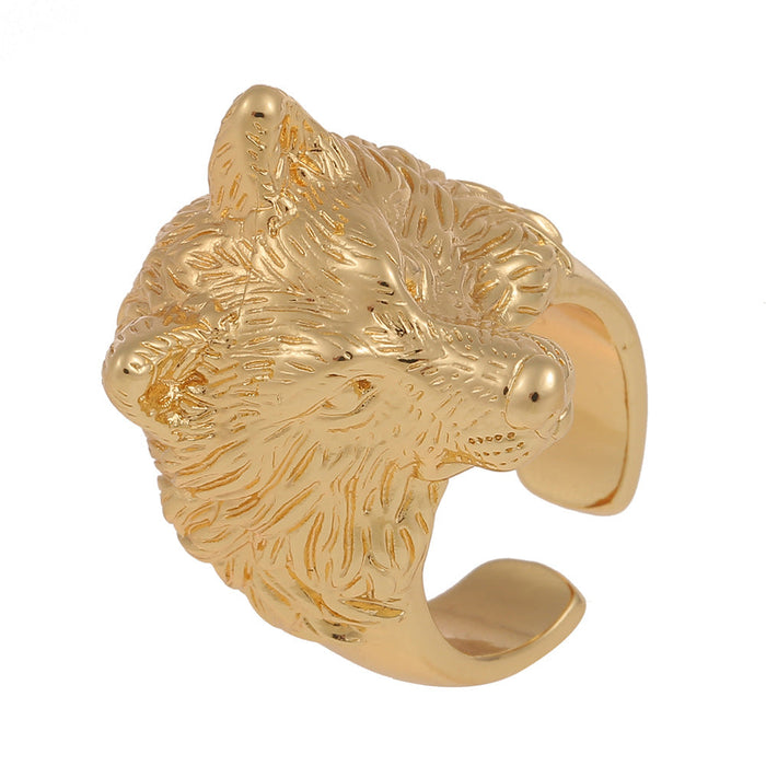 Wholesale wolf head gold-plated copper Rings JDC-RS-HX134 Rings JoyasDeChina J226-A Adjustable Wholesale Jewelry JoyasDeChina Joyas De China