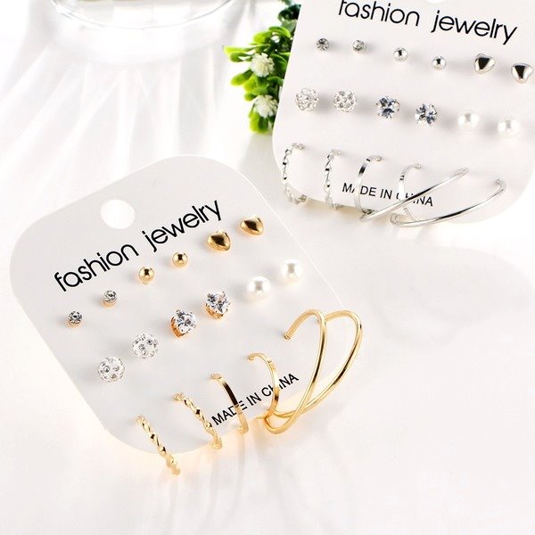 Wholesale Women's metal crystal earrings JDC-ES-F618 Earrings 韩之尚 Wholesale Jewelry JoyasDeChina Joyas De China