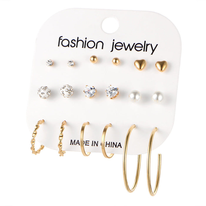 Wholesale Women's metal crystal earrings JDC-ES-F618 Earrings 韩之尚 gold Wholesale Jewelry JoyasDeChina Joyas De China