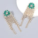 Wholesale Women's rhinestone flower tassel earrings JDC-ES-JL716 Earrings 氿乐 Wholesale Jewelry JoyasDeChina Joyas De China