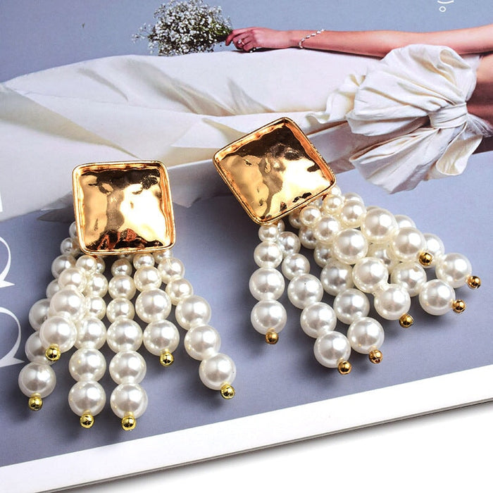 Wholesale Wood Beads Metal Tassel Plated Alloy Earrings JDC-ES-SK022 Earrings 深刻 Wholesale Jewelry JoyasDeChina Joyas De China