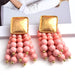 Wholesale Wood Beads Metal Tassel Plated Alloy Earrings JDC-ES-SK022 Earrings 深刻 gold Wholesale Jewelry JoyasDeChina Joyas De China