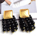 Wholesale Wood Beads Metal Tassel Plated Alloy Earrings JDC-ES-SK022 Earrings 深刻 pink Wholesale Jewelry JoyasDeChina Joyas De China